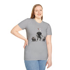 Bunny Dog Walker T-Shirt — Rabbit Leash Crew Graphic Tee