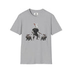 Bunny Dog Walker T-Shirt — Rabbit Leash Crew Graphic Tee