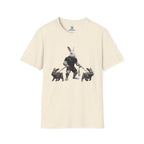 Bunny Dog Walker T-Shirt — Rabbit Leash Crew Graphic Tee