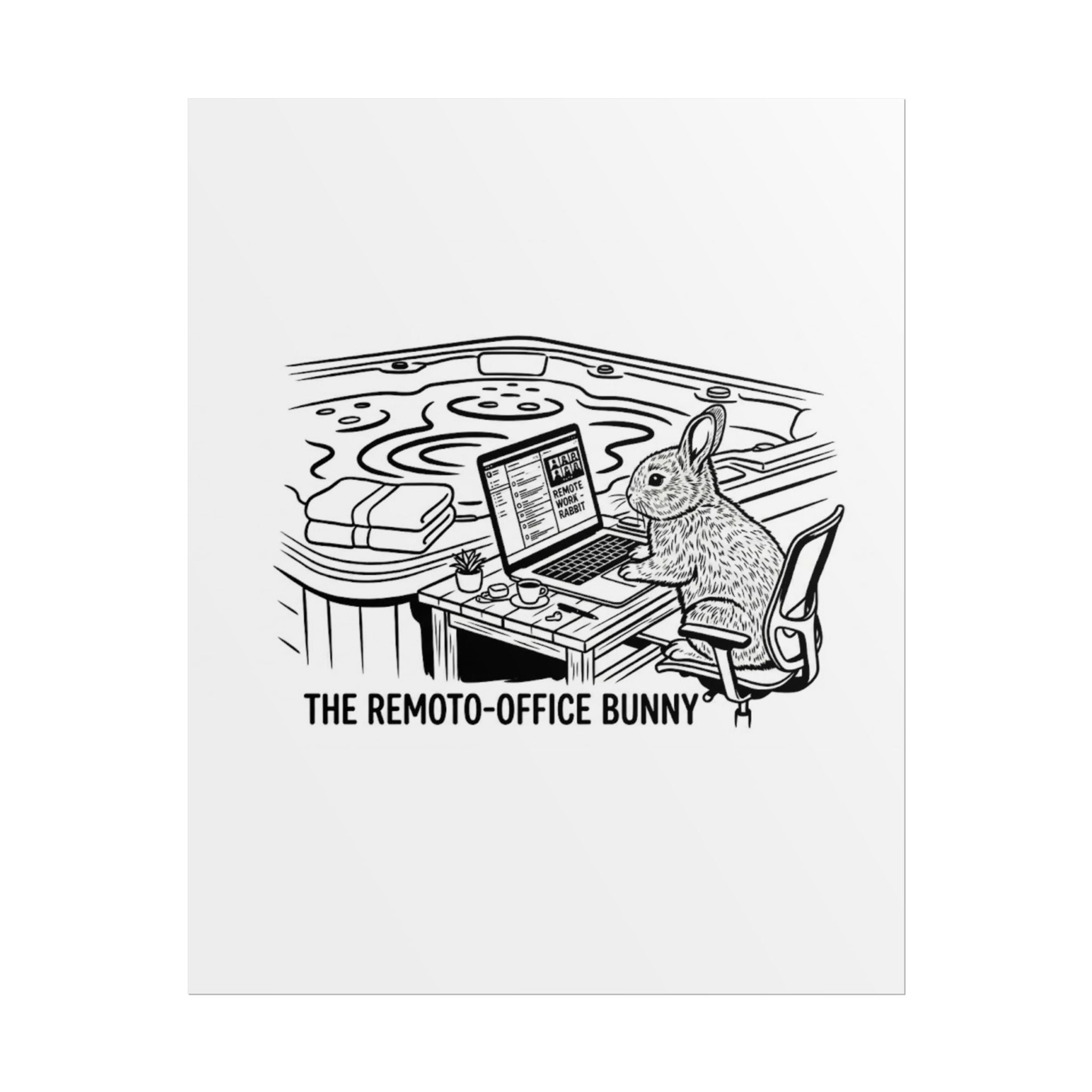 Rolled Poster — "The Remote-Office Bunny" Cute Work-From-Home Rabbit Art Print