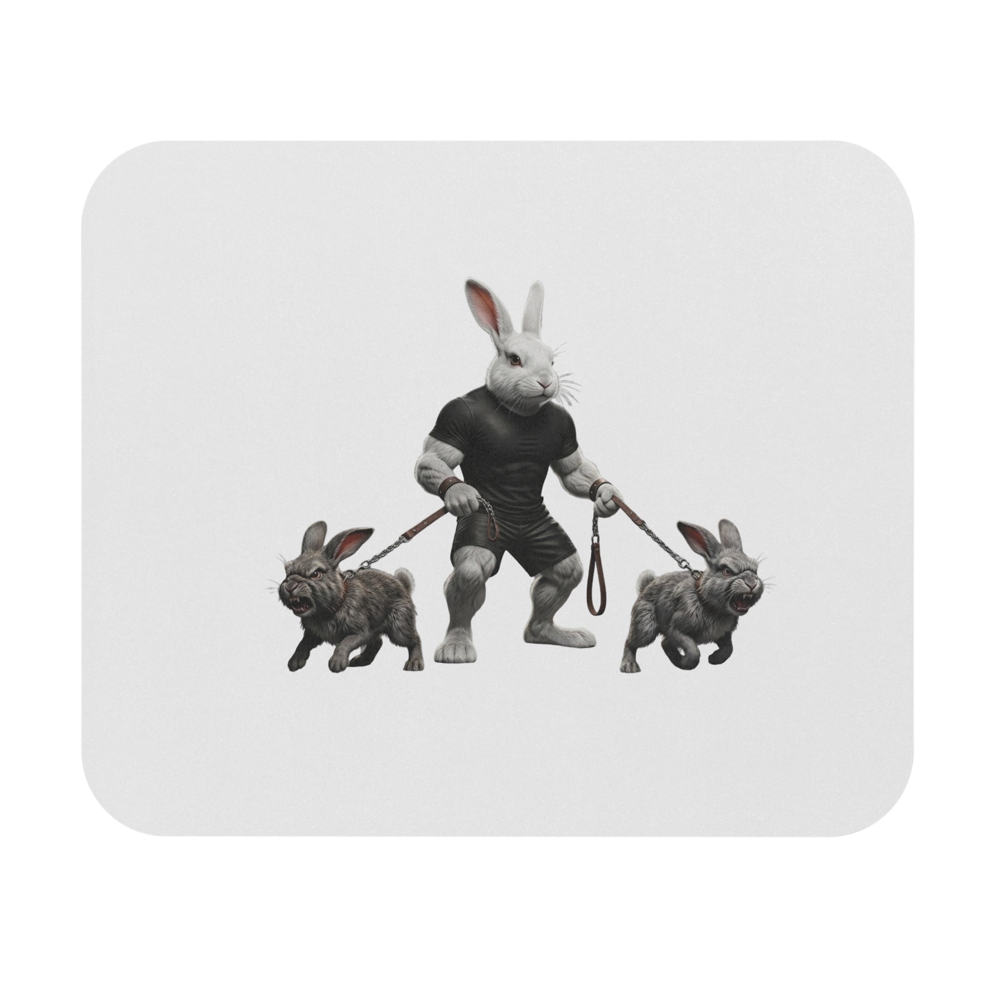 Bunny Bodybuilder Mouse Pad - Funny Gym Rabbit Desk Mat