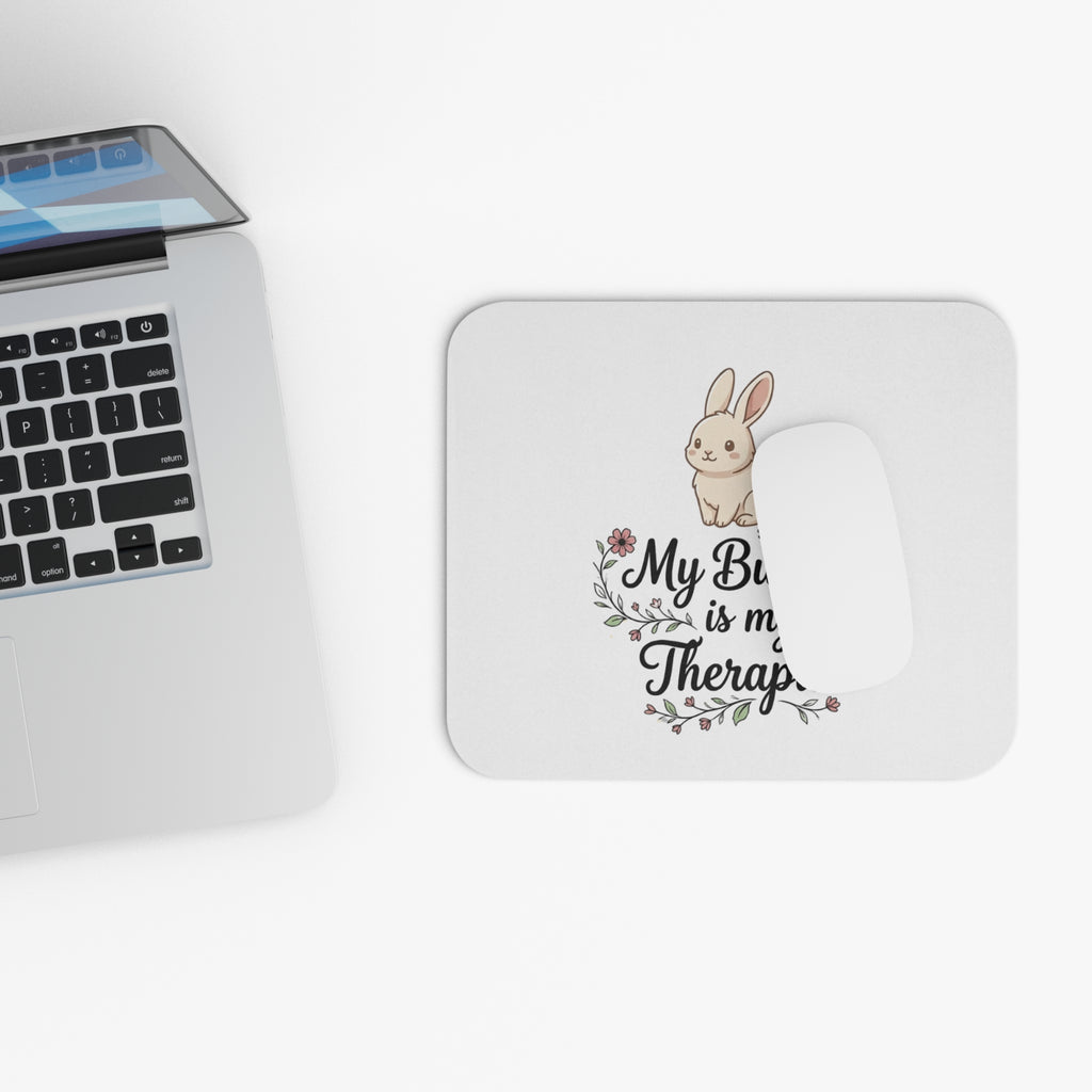 My Bunny Is My Therapist Rectangle Mouse Pad - Cute Bunny Desk Mat for Rabbit Lovers