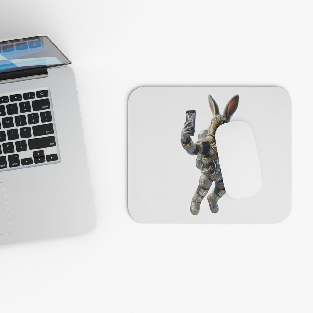 Astronaut Bunny Selfie Mouse Pad — Cute Space Rabbit Gaming Desk Mat