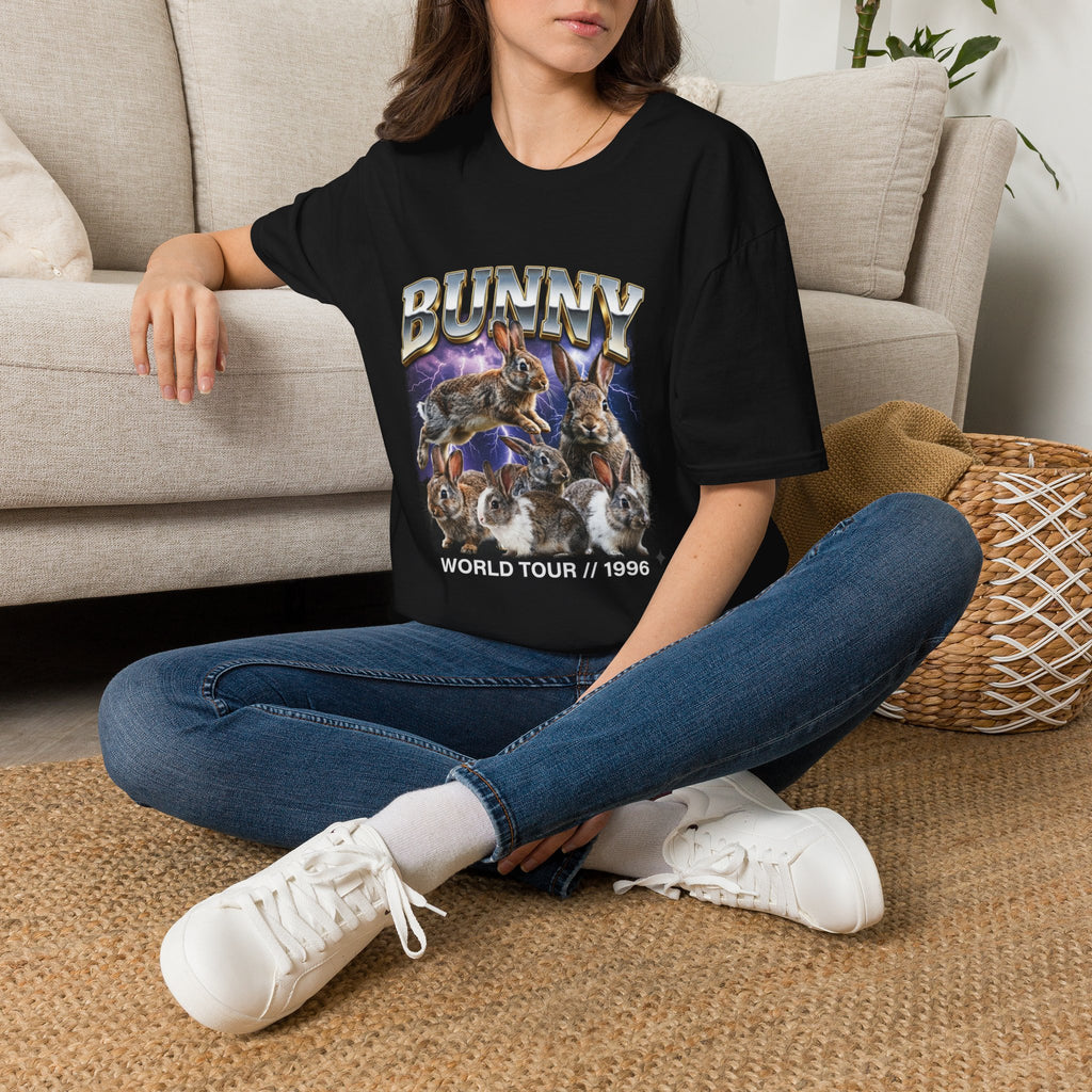 Bunny World Tour 1996 T‑Shirt — Retro Rock Band Bunny Graphic Tee