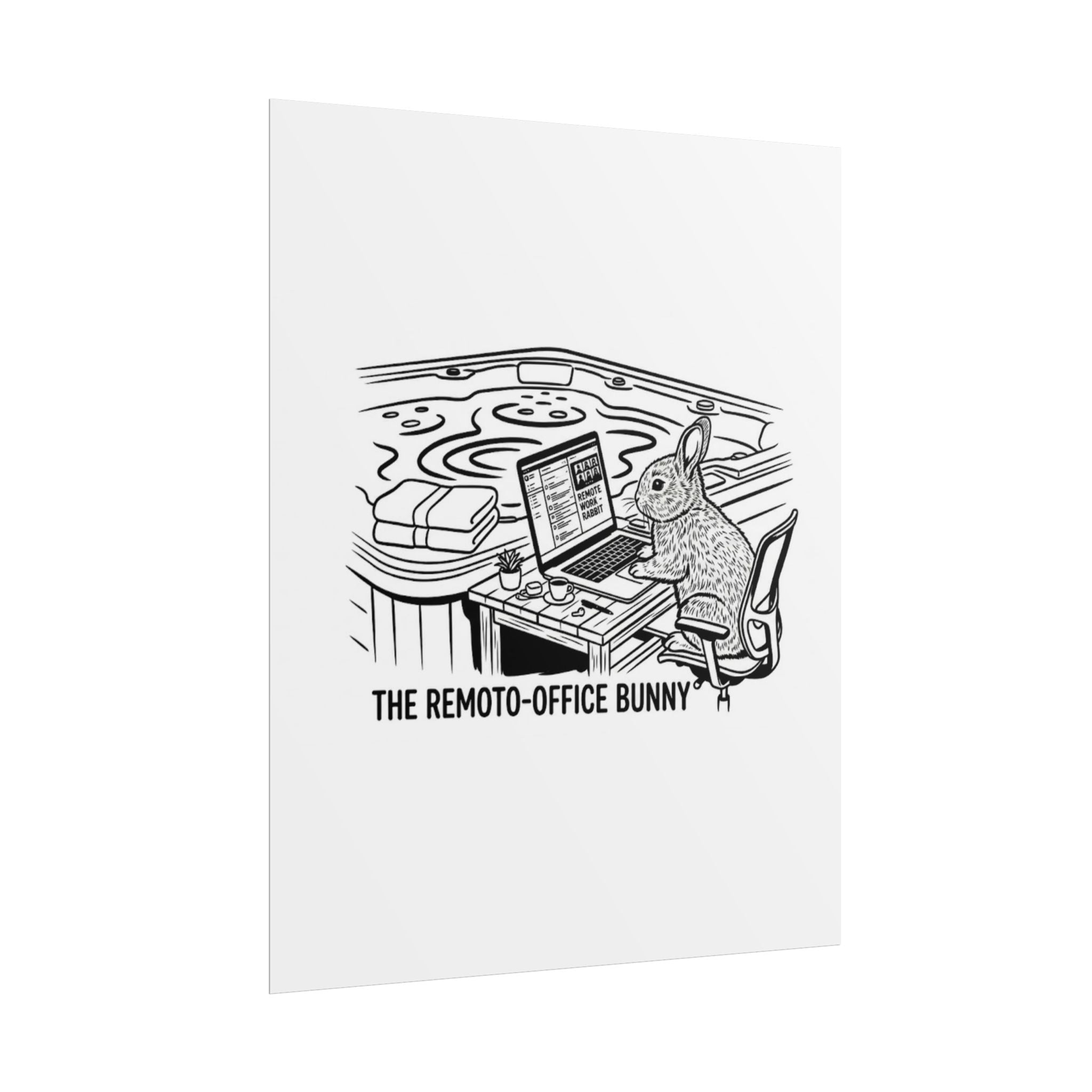 Rolled Poster — "The Remote-Office Bunny" Cute Work-From-Home Rabbit Art Print