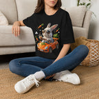 Bunny Driver T-Shirt — Cool Sunglasses Rabbit with Car & Carrots Graphic