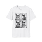 Rabbit Portrait T‑Shirt — Black & White Bunny Photo Grid Tee