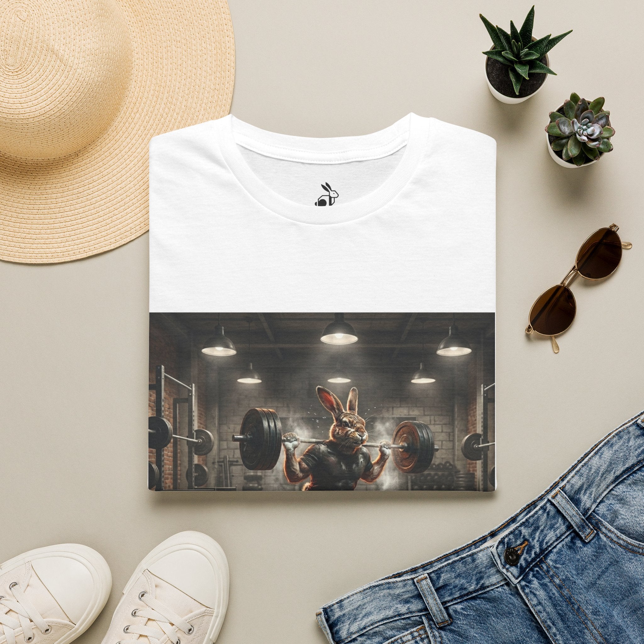 Weightlifting Bunny T‑Shirt — Cute Buff Rabbit Gym Shirt