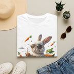 Bunny Driver T-Shirt — Cool Sunglasses Rabbit with Car & Carrots Graphic