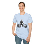 Bunny Dog Walker T-Shirt — Rabbit Leash Crew Graphic Tee
