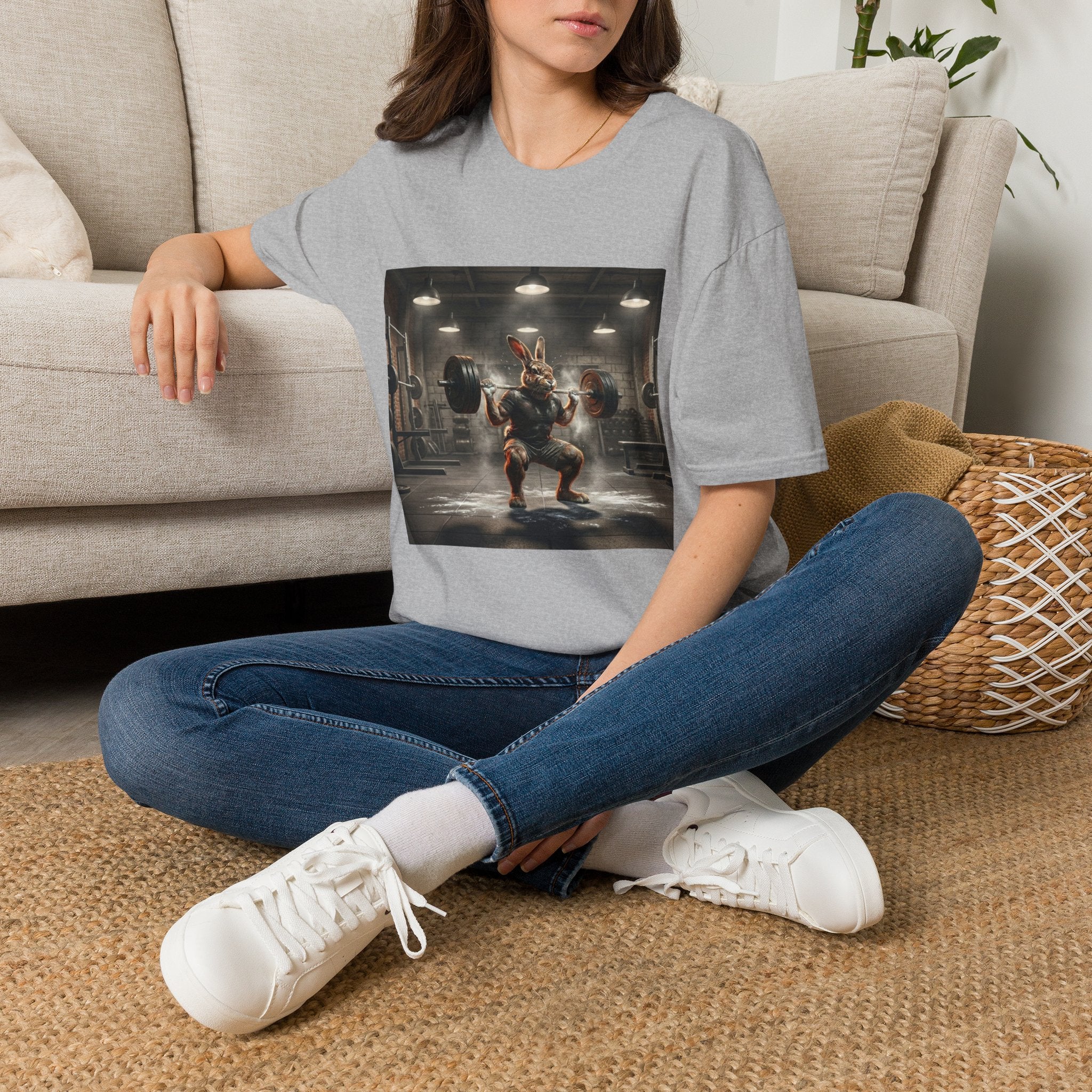Weightlifting Bunny T‑Shirt — Cute Buff Rabbit Gym Shirt