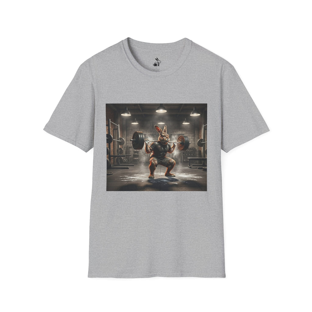 Weightlifting Bunny T‑Shirt — Cute Buff Rabbit Gym Shirt