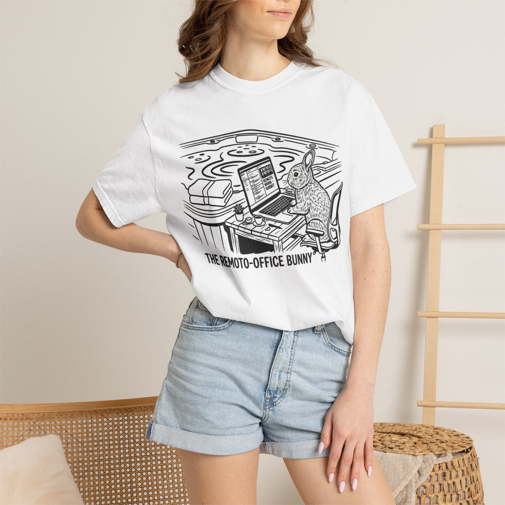 Remote-Office Bunny T-Shirt — Cute Rabbit Working from Home Graphic Tee