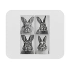 Bunny Portraits Rectangle Mouse Pad — Black & White Rabbit Desk Mat