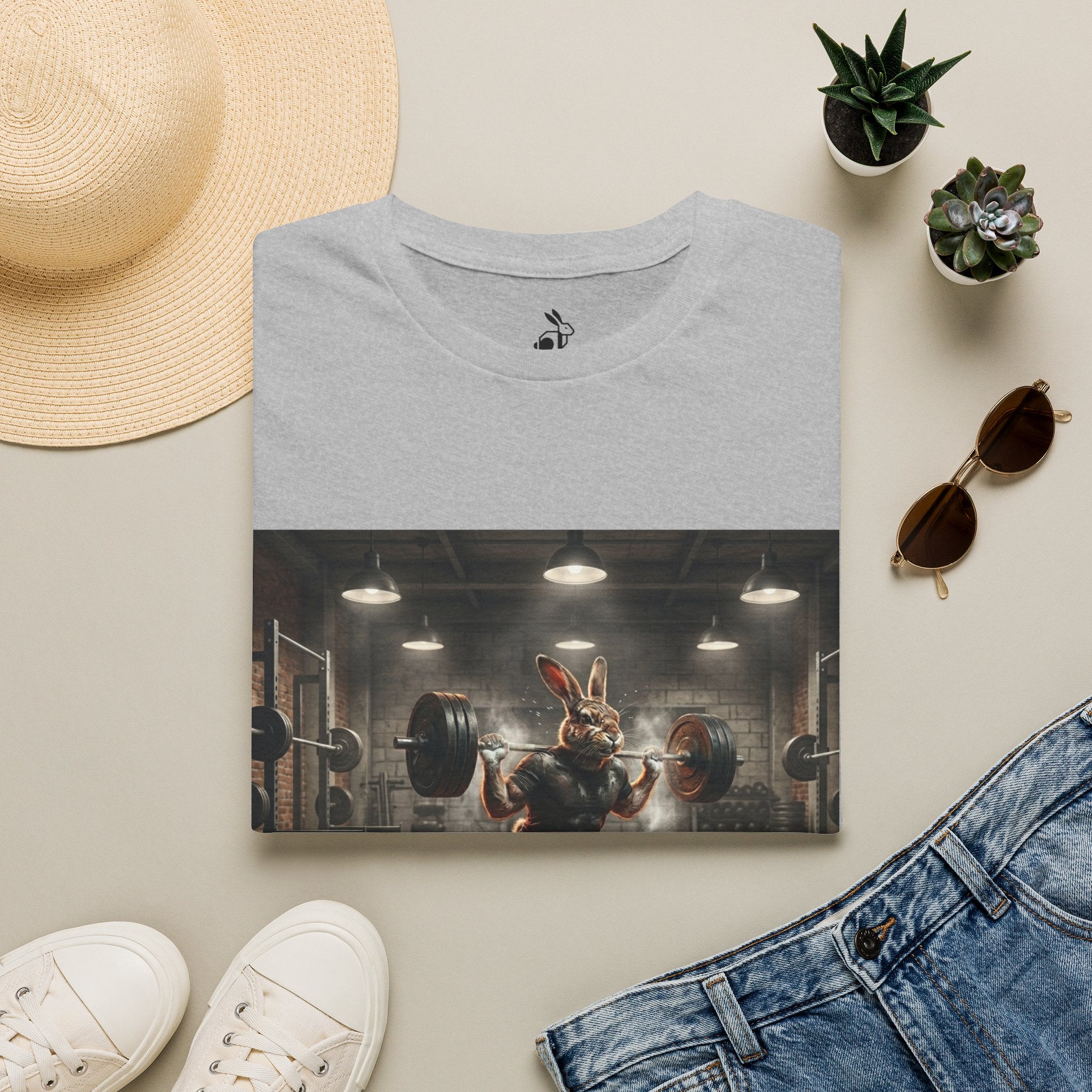 Weightlifting Bunny T‑Shirt — Cute Buff Rabbit Gym Shirt