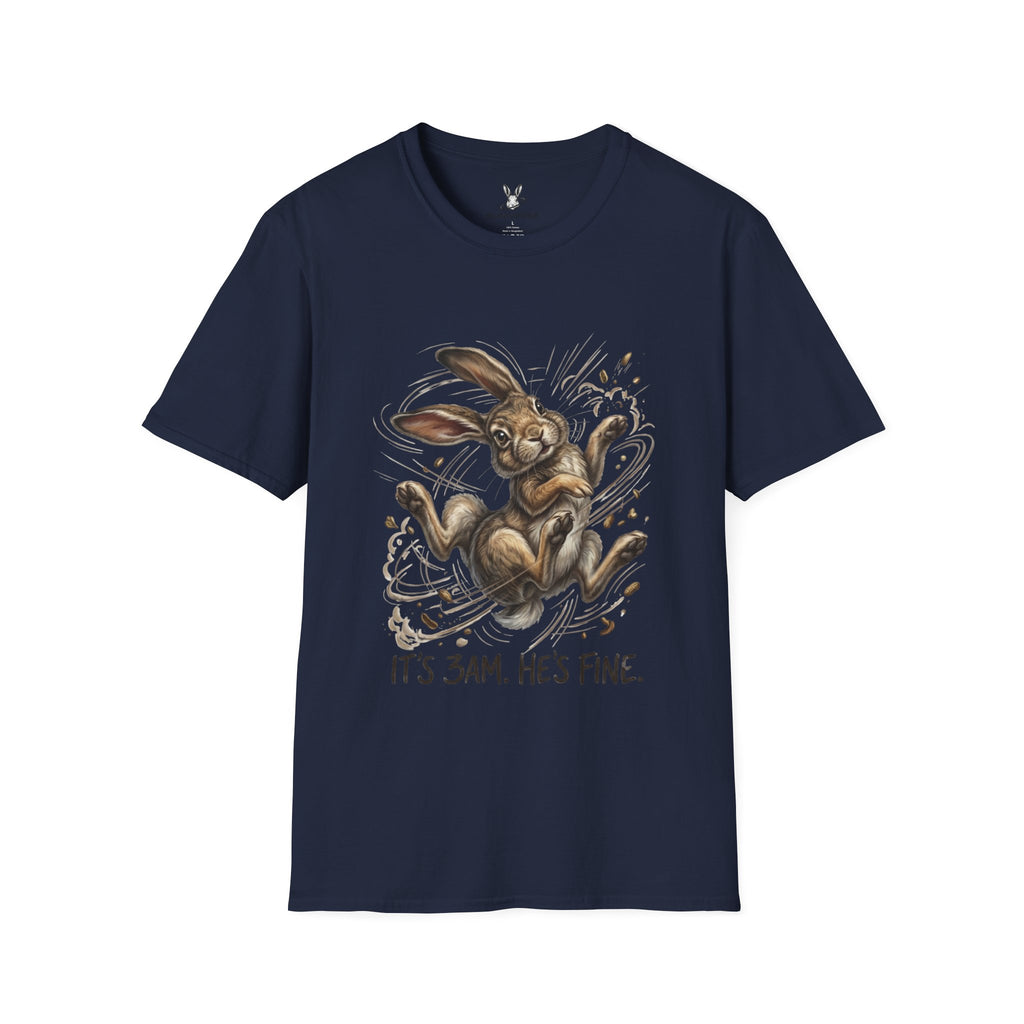 Cute Sleepy Bunny T-Shirt — "It's 3AM, He's Fine" Graphic Tee