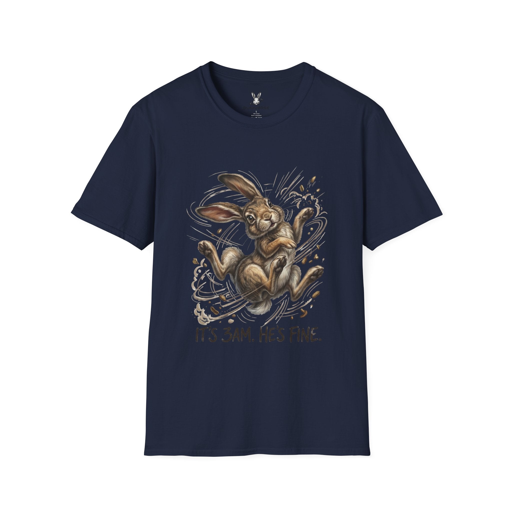 Cute Sleepy Bunny T-Shirt — "It's 3AM, He's Fine" Graphic Tee
