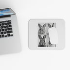 Bunny Portraits Rectangle Mouse Pad — Black & White Rabbit Desk Mat