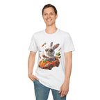 Bunny Driver T-Shirt — Cool Sunglasses Rabbit with Car & Carrots Graphic