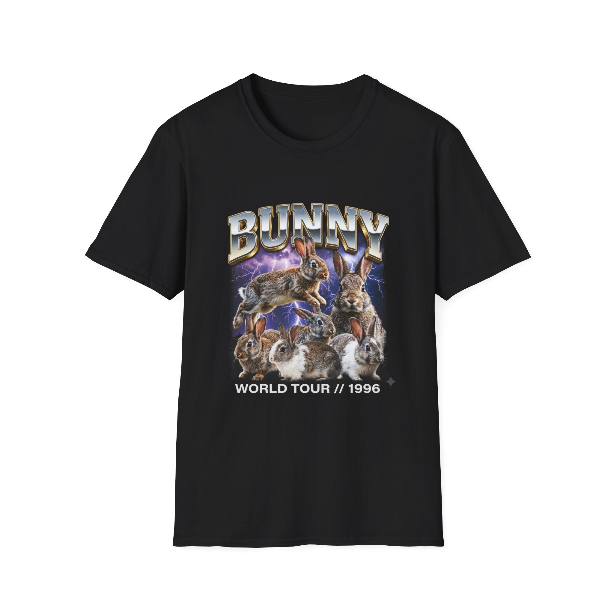 Bunny World Tour 1996 T‑Shirt — Retro Rock Band Bunny Graphic Tee