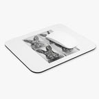 Bunny Portraits Rectangle Mouse Pad — Black & White Rabbit Desk Mat