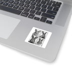 Black & White Bunny Face Square Sticker Set — Cute Rabbit Laptop Decal