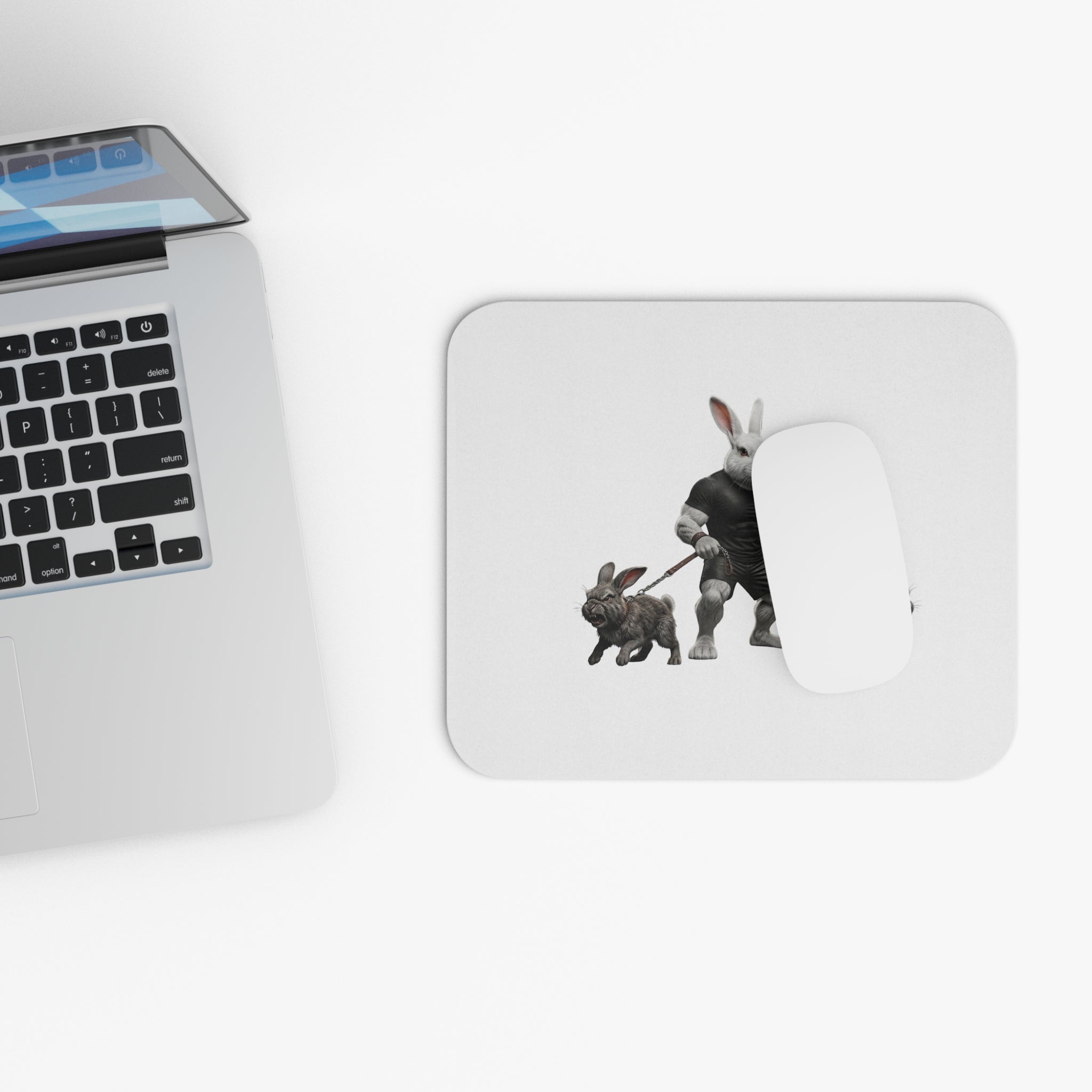 Bunny Bodybuilder Mouse Pad - Funny Gym Rabbit Desk Mat