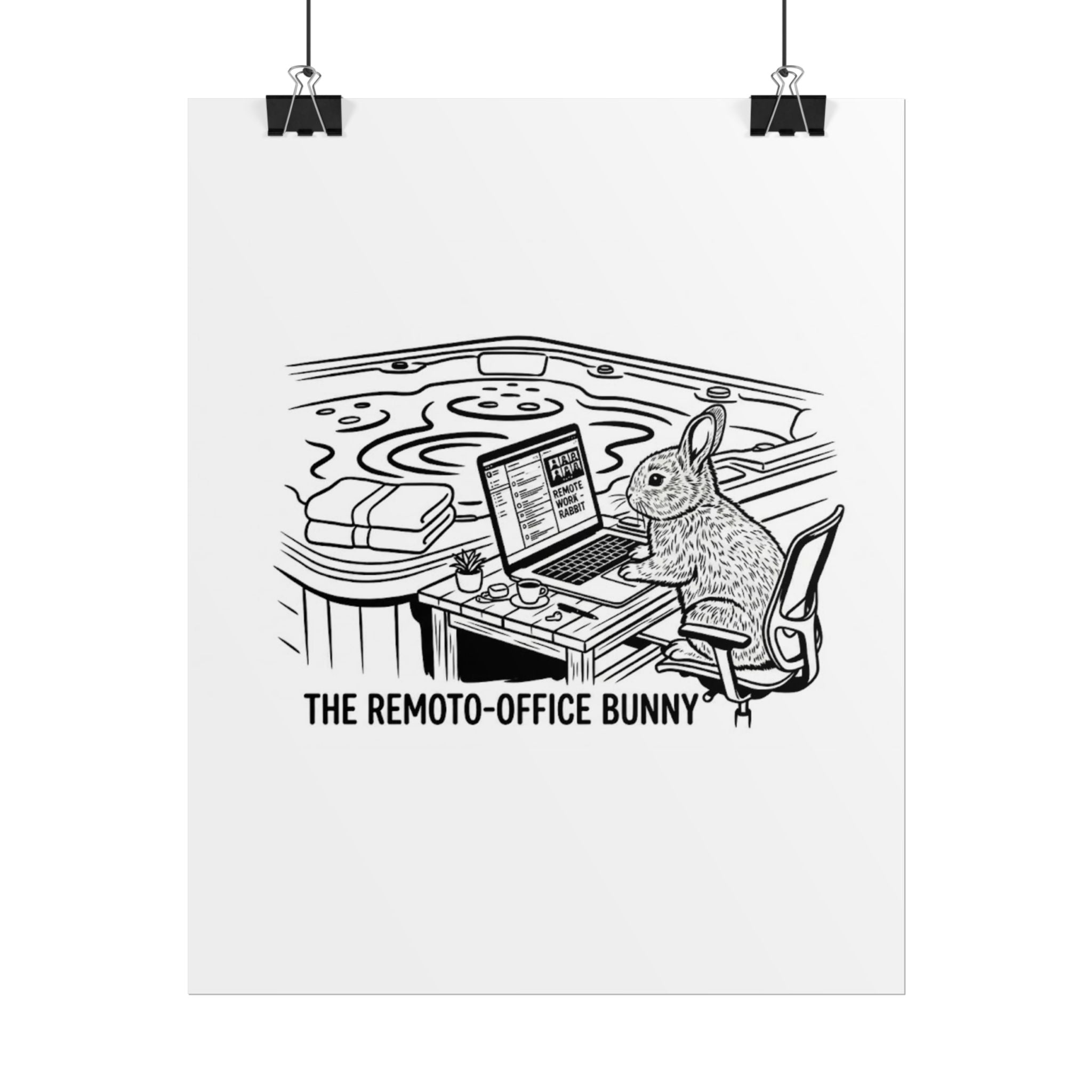 Rolled Poster — "The Remote-Office Bunny" Cute Work-From-Home Rabbit Art Print