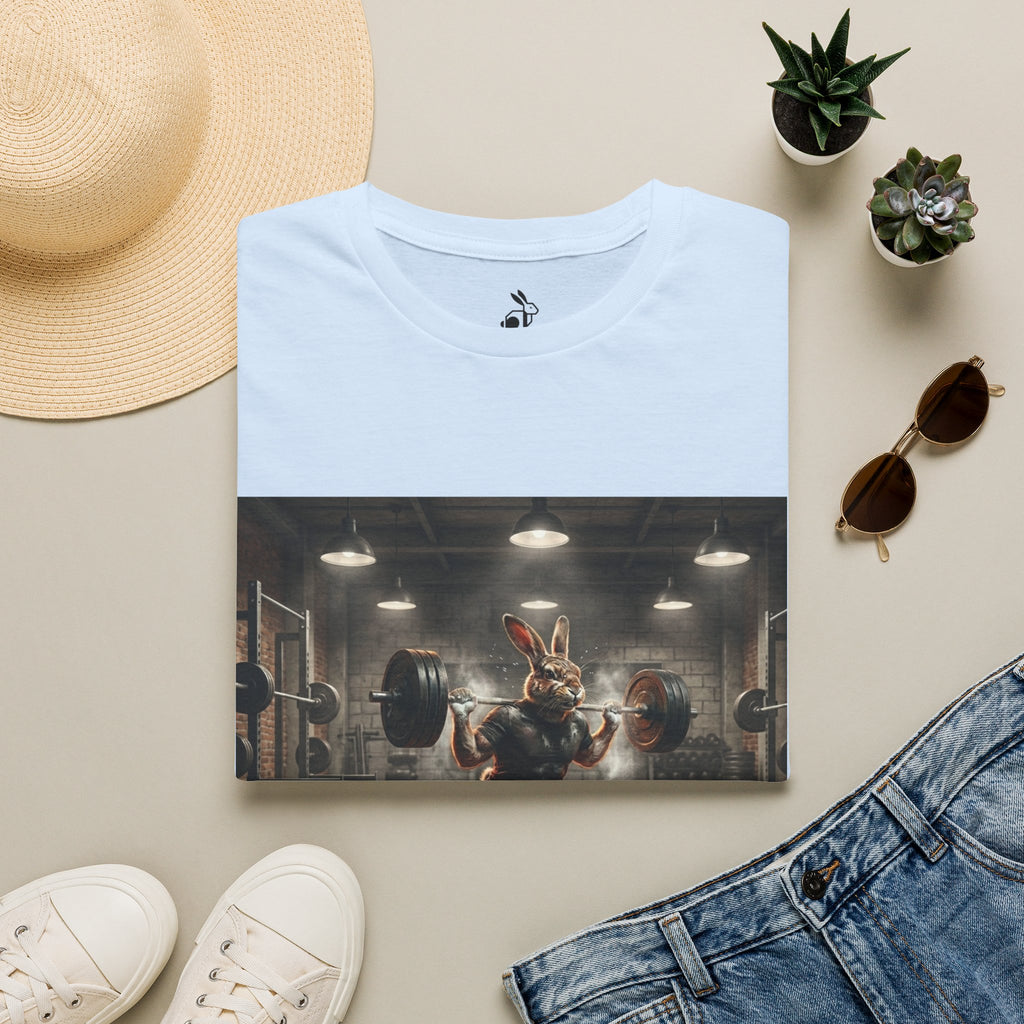 Weightlifting Bunny T‑Shirt — Cute Buff Rabbit Gym Shirt