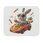 Cool Bunny Driving Car Mouse Pad – Cute Rabbit with Sunglasses & Carrot Design