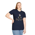 Bunny Dog Walker T-Shirt — Rabbit Leash Crew Graphic Tee