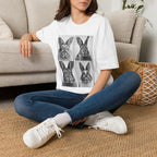 Rabbit Portrait T‑Shirt — Black & White Bunny Photo Grid Tee