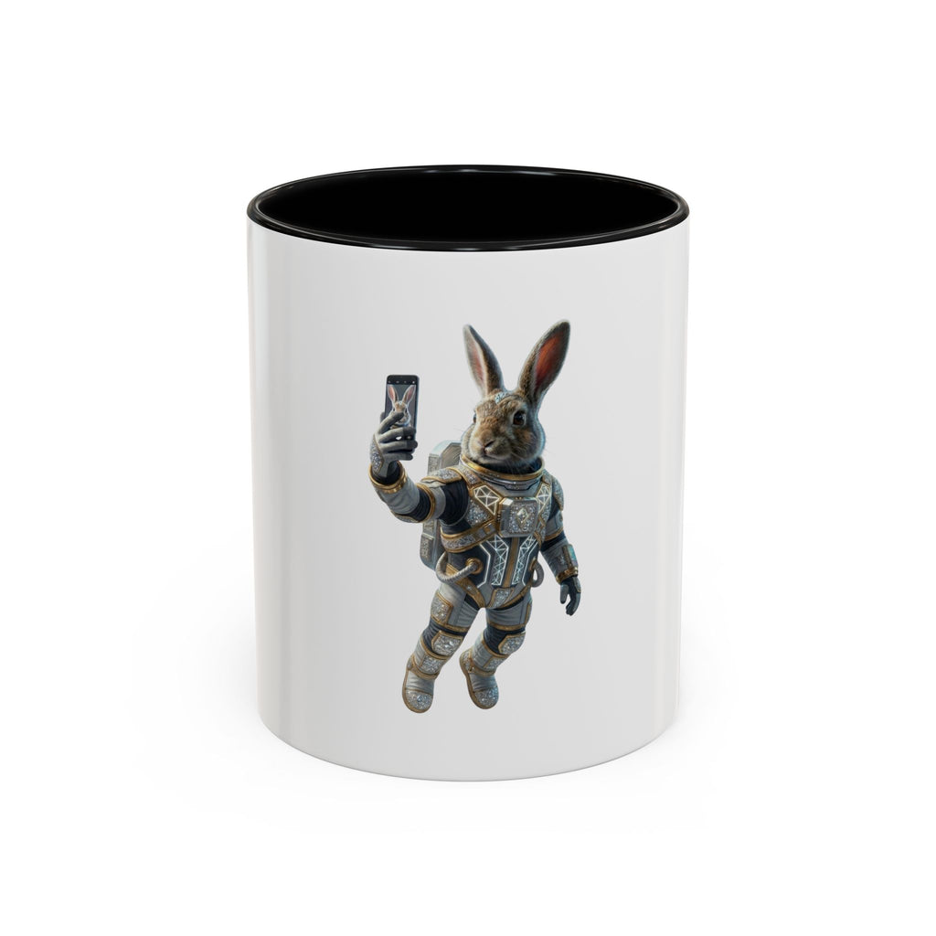 Astronaut Bunny Selfie Coffee Mug – Cute Space Rabbit Accent Mug (11/15oz)