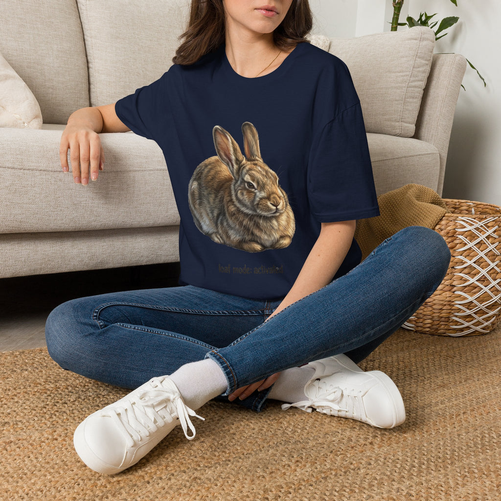 Rabbit Illustration T-Shirt — "Rest Mode Activated" Cute Bunny Graphic Tee