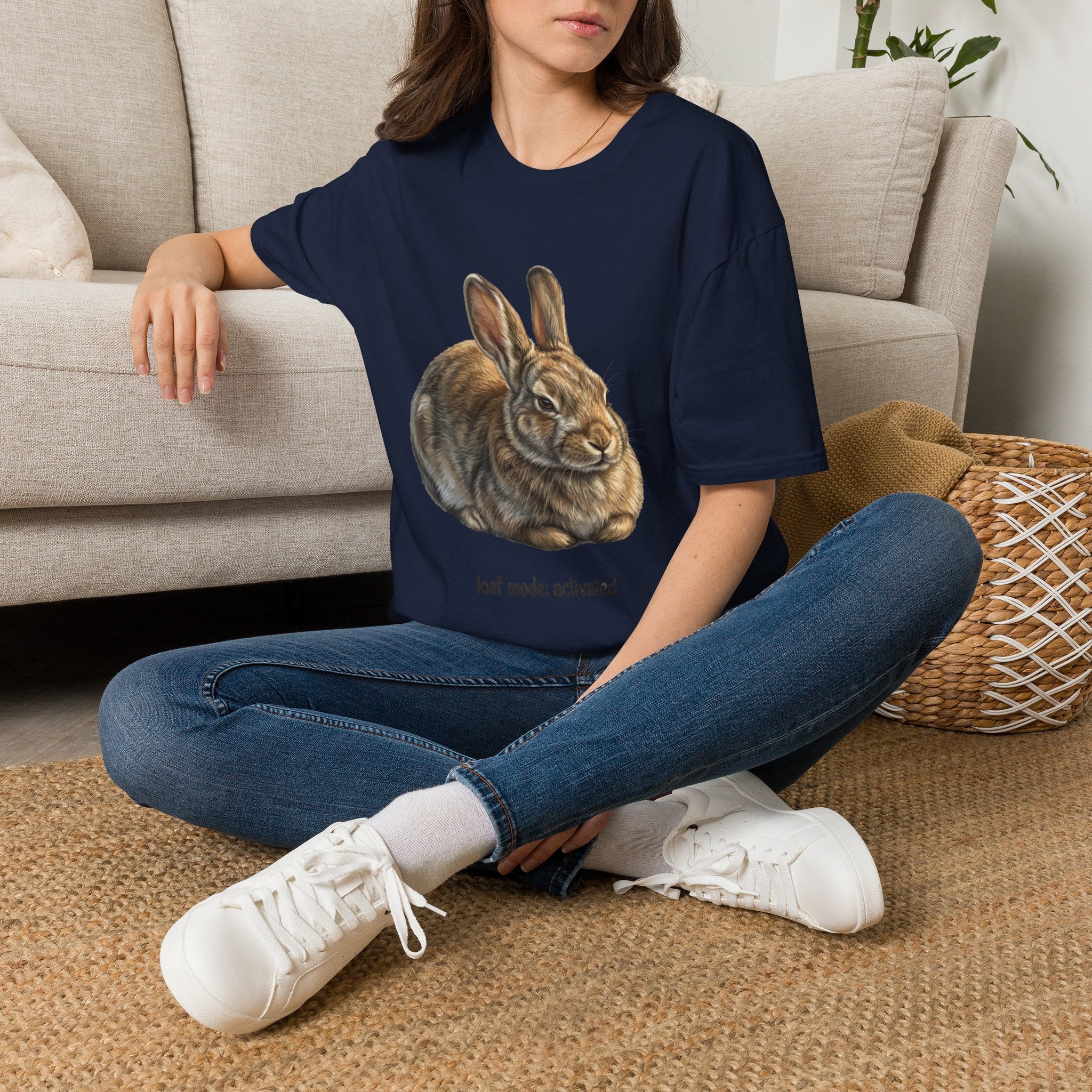 Rabbit Illustration T-Shirt — "Rest Mode Activated" Cute Bunny Graphic Tee