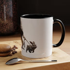 Rabbit Walker Coffee Mug — Whimsical Bunny with Dogs Accent Mug