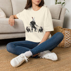 Bunny Dog Walker T-Shirt — Rabbit Leash Crew Graphic Tee