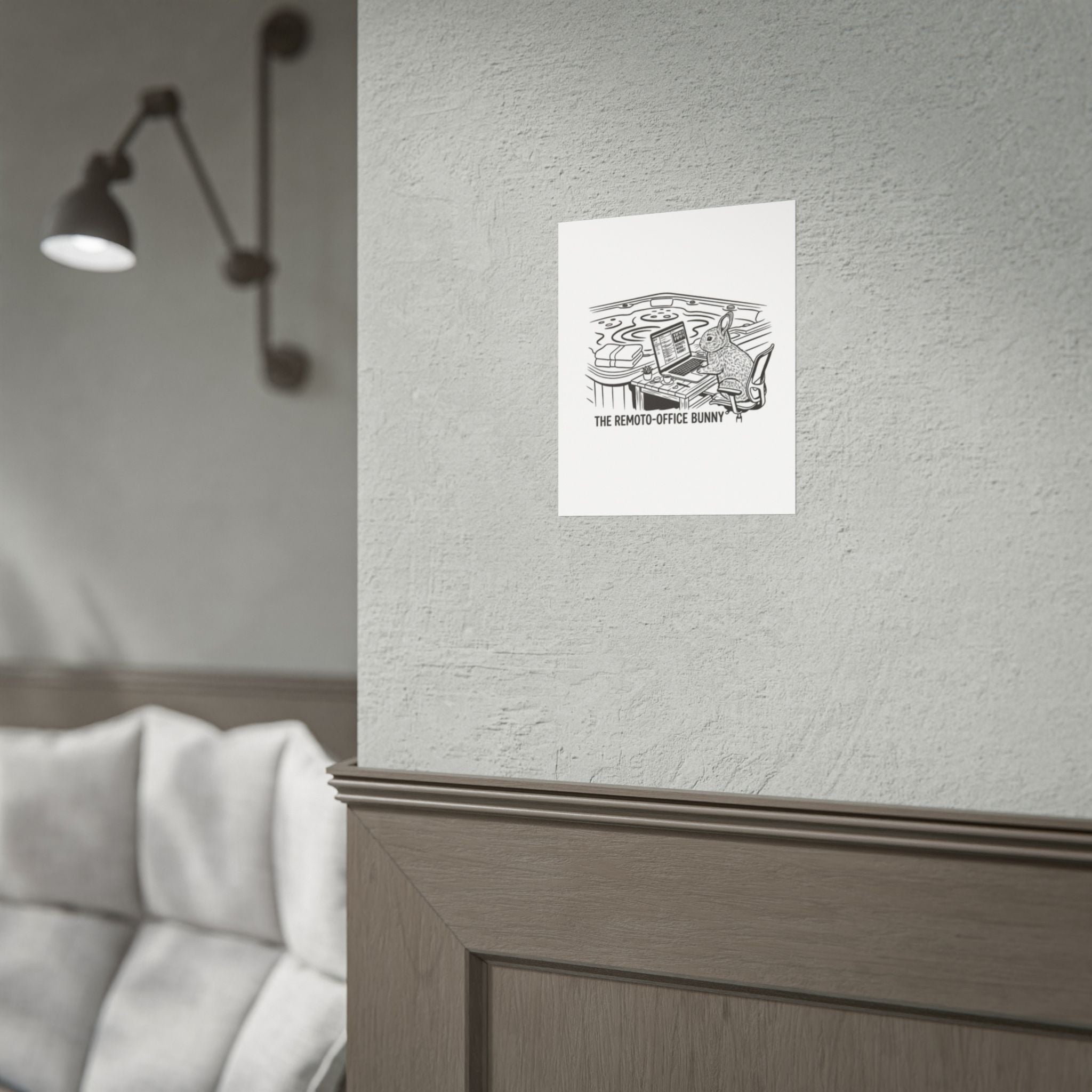 Rolled Poster — "The Remote-Office Bunny" Cute Work-From-Home Rabbit Art Print