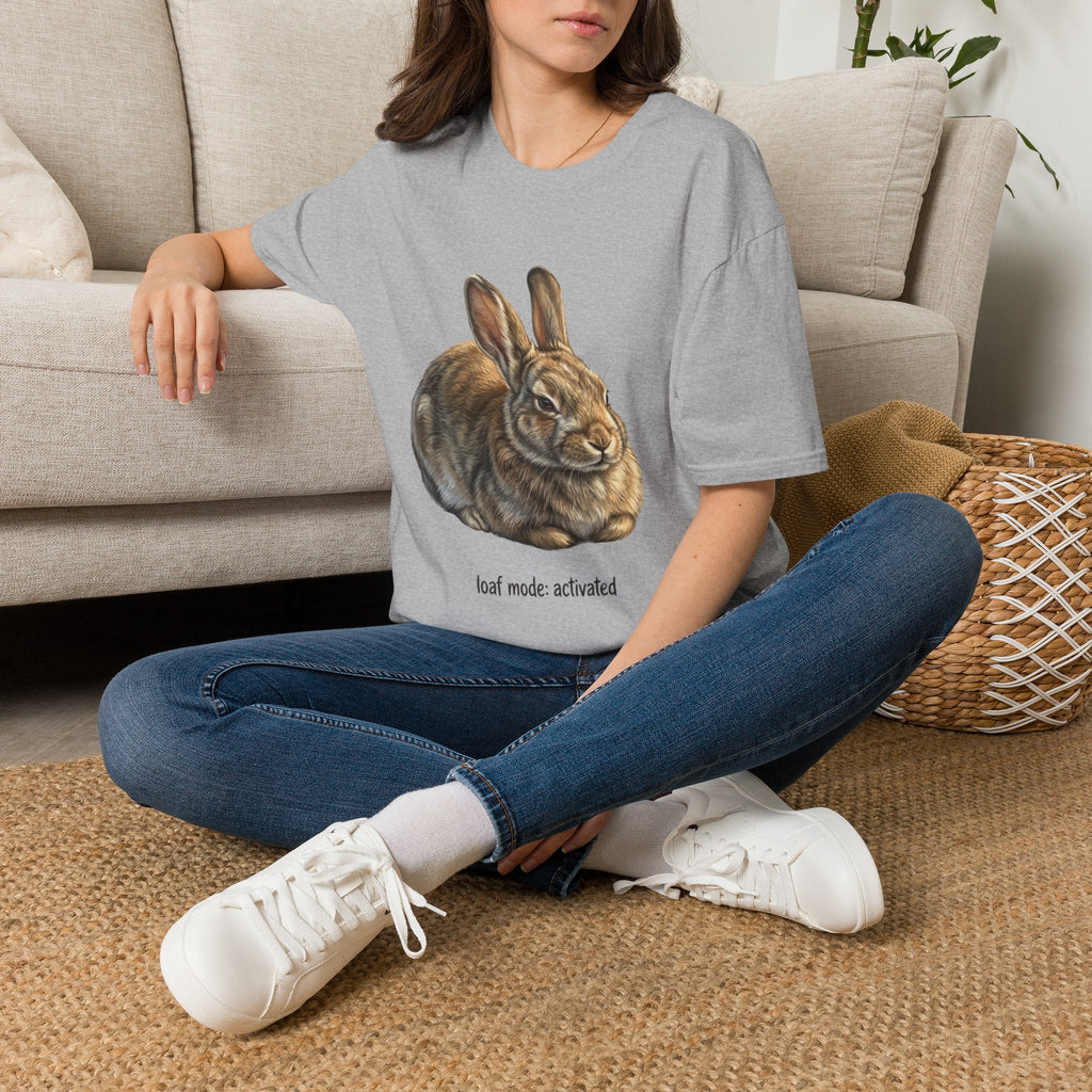 Rabbit Illustration T-Shirt — "Rest Mode Activated" Cute Bunny Graphic Tee