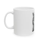 Bunny Portrait Ceramic Mug — Black & White Rabbit Collage (11oz/15oz)