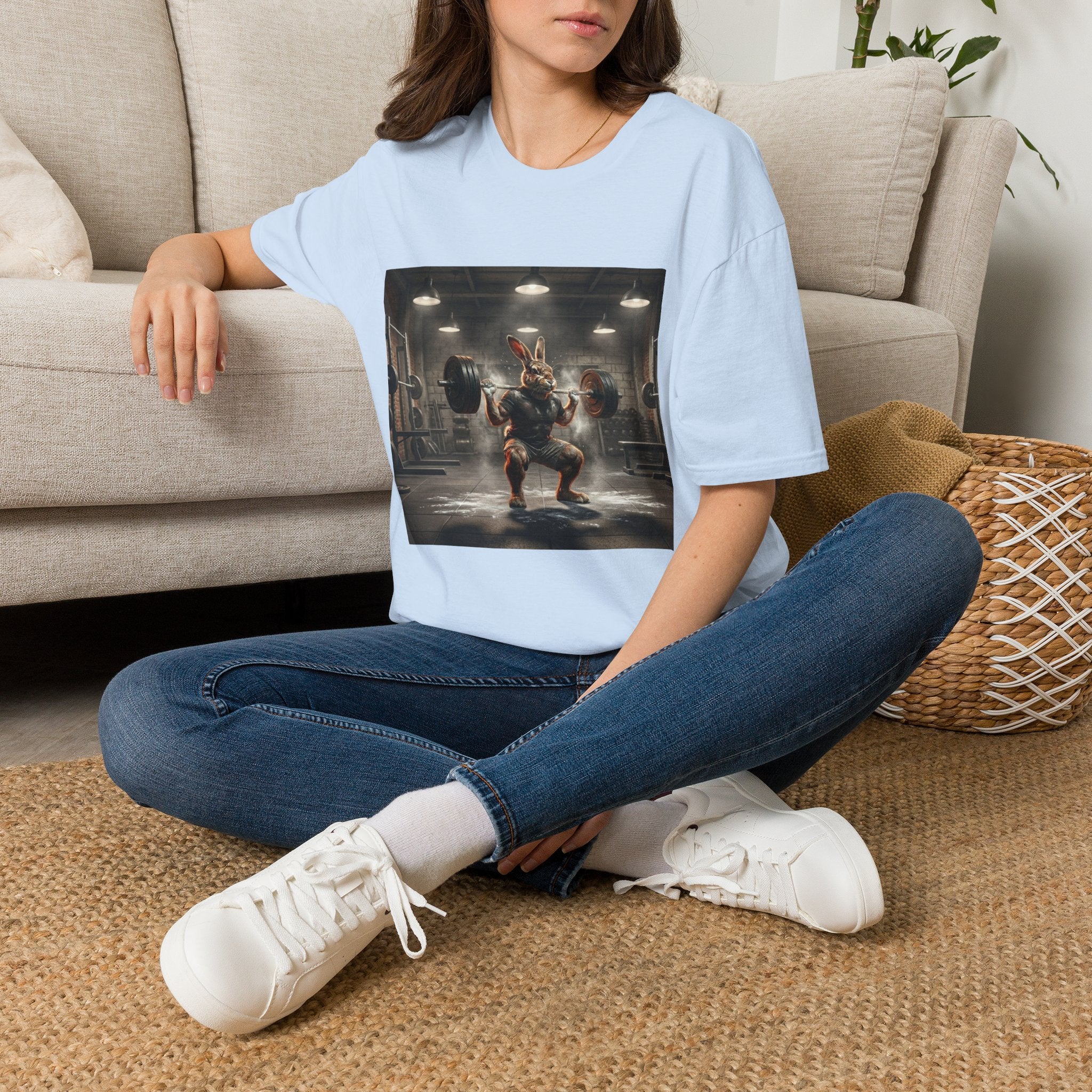 Weightlifting Bunny T‑Shirt — Cute Buff Rabbit Gym Shirt
