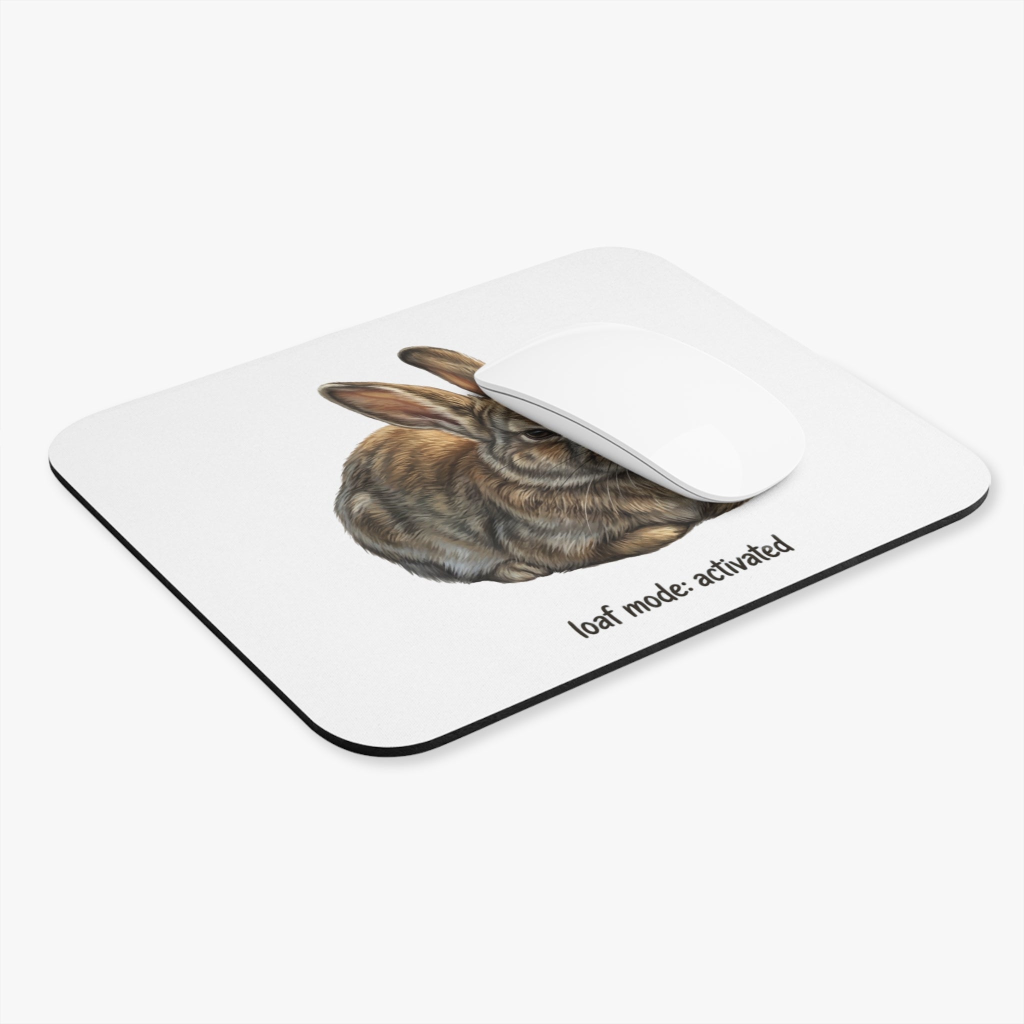 Loaf Mode Activated Rabbit Mouse Pad — Cute Bunny Desk Mat