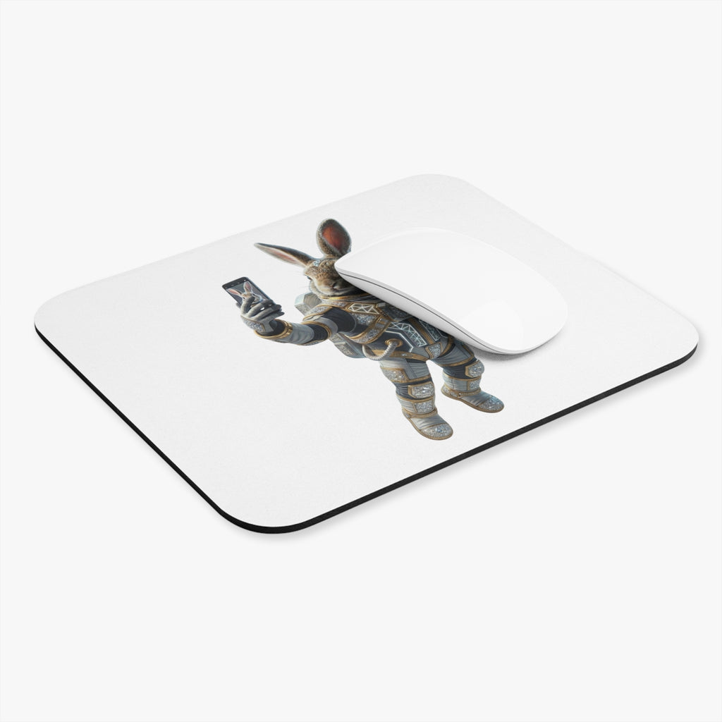 Astronaut Bunny Selfie Mouse Pad — Cute Space Rabbit Gaming Desk Mat